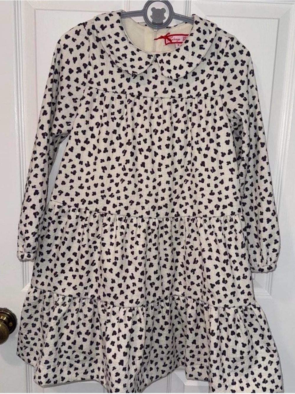 Melange Cream collared & Tiered Dress with Black and Purple Animal Print Size 8